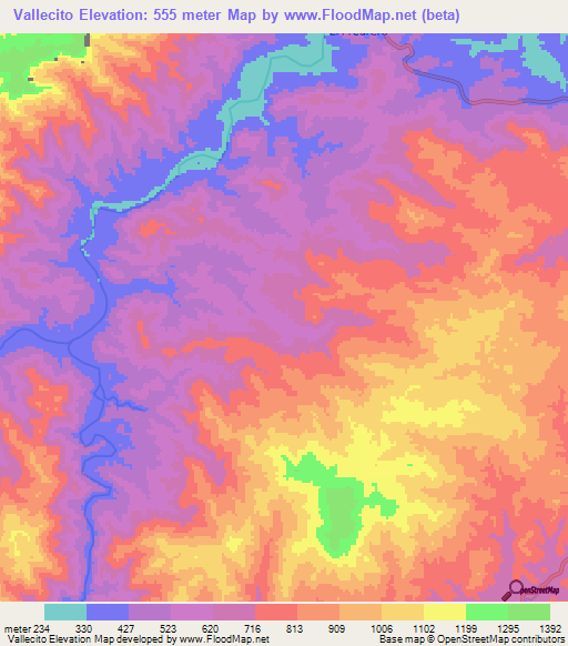 Vallecito,Honduras Elevation Map