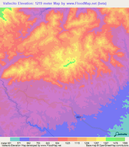 Vallecito,Honduras Elevation Map