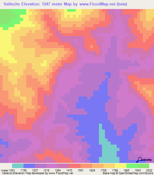Vallecito,Honduras Elevation Map