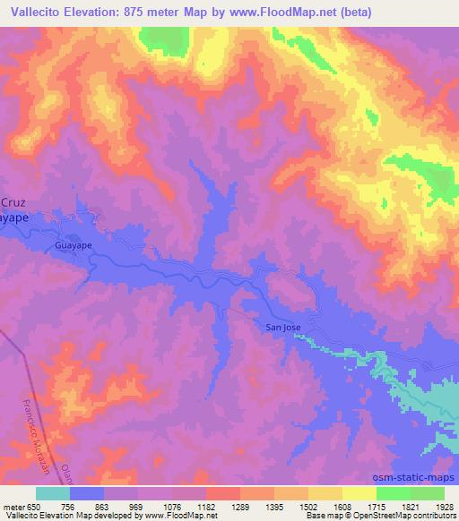 Vallecito,Honduras Elevation Map