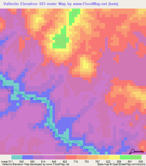 Vallecito,Honduras Elevation Map