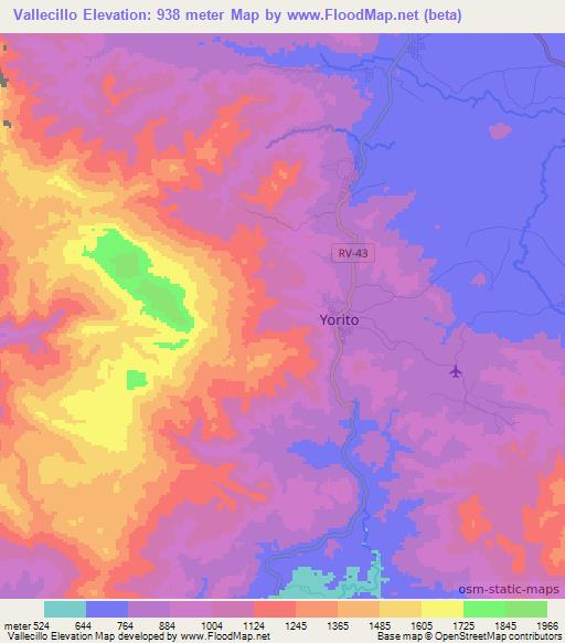 Vallecillo,Honduras Elevation Map