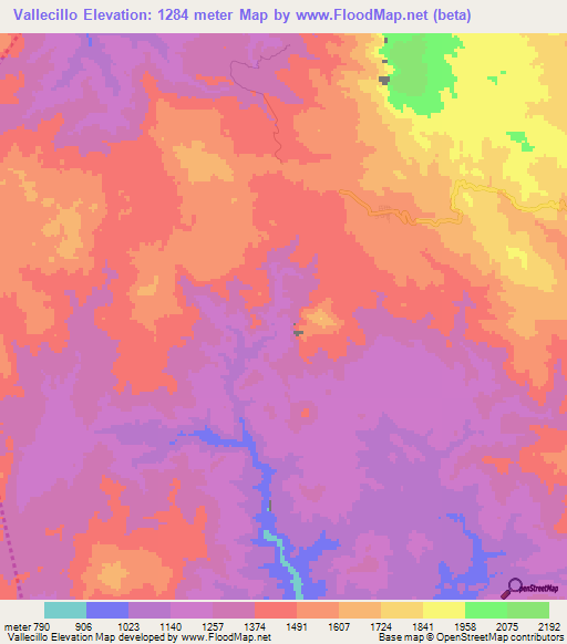 Vallecillo,Honduras Elevation Map