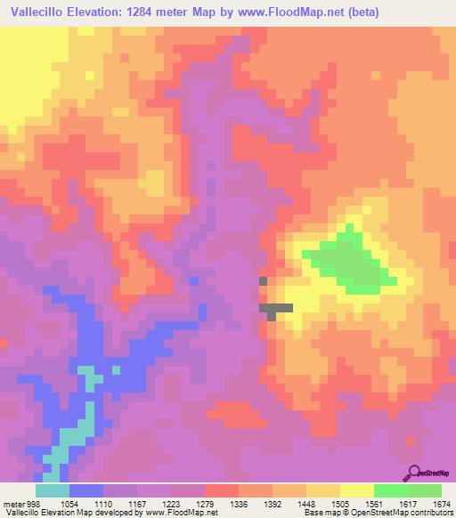 Vallecillo,Honduras Elevation Map