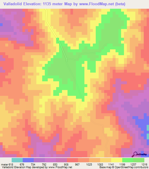 Valladolid,Honduras Elevation Map