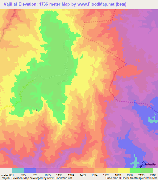 Vajillal,Honduras Elevation Map