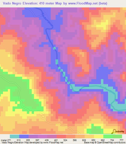 Vado Negro,Honduras Elevation Map