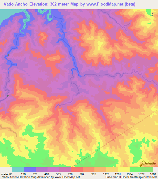 Vado Ancho,Honduras Elevation Map