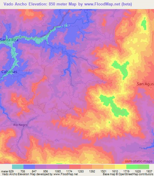 Vado Ancho,Honduras Elevation Map