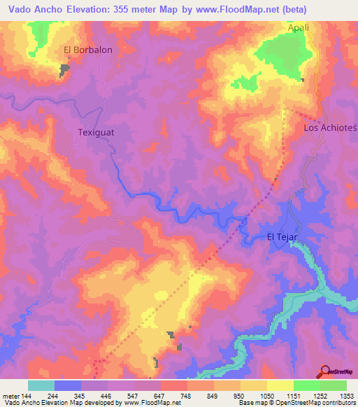 Vado Ancho,Honduras Elevation Map