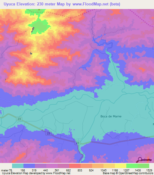 Uyuca,Honduras Elevation Map