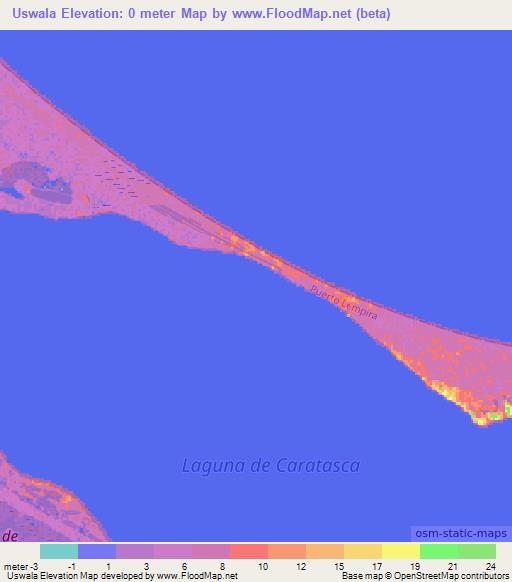 Uswala,Honduras Elevation Map