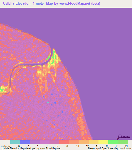 Usibila,Honduras Elevation Map