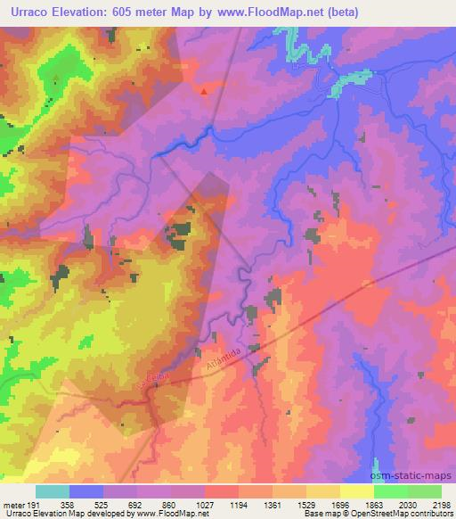 Urraco,Honduras Elevation Map
