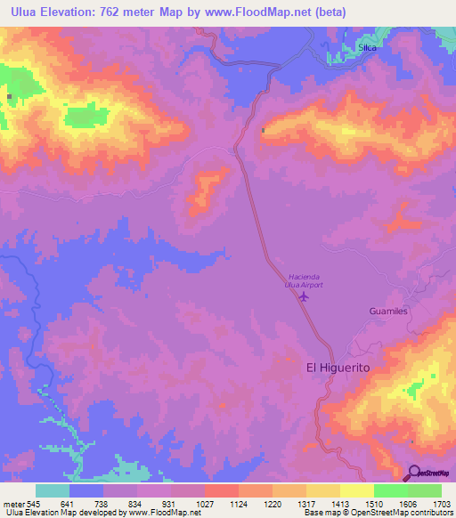 Ulua,Honduras Elevation Map