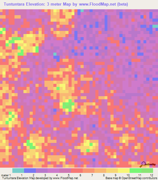 Tuntuntara,Honduras Elevation Map