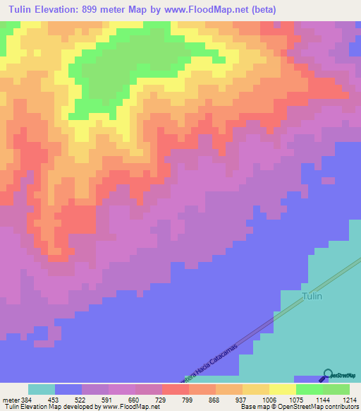Tulin,Honduras Elevation Map