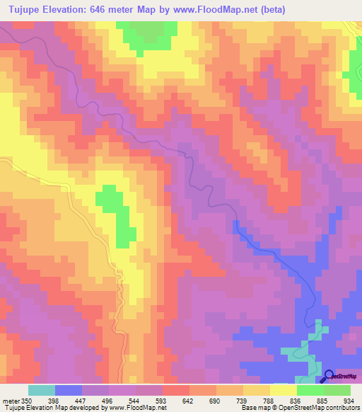 Tujupe,Honduras Elevation Map