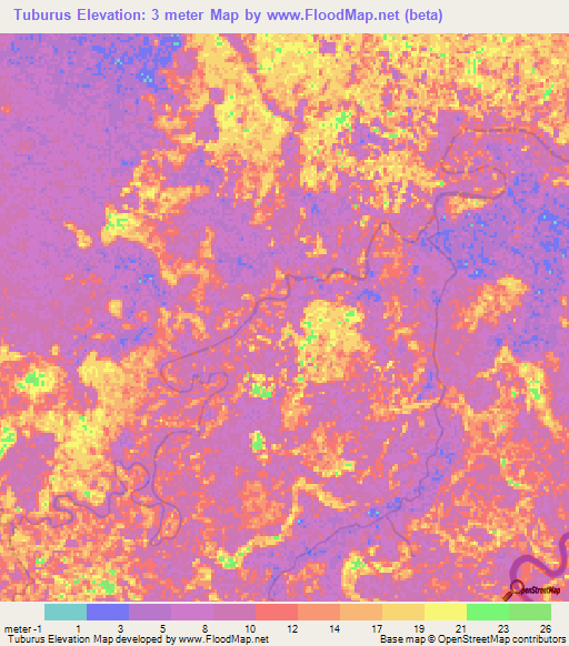 Tuburus,Honduras Elevation Map