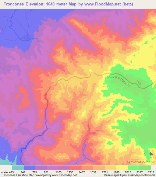 Troncones,Honduras Elevation Map