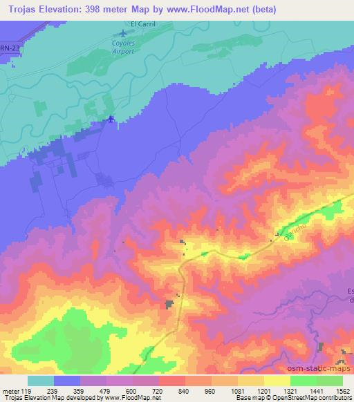 Trojas,Honduras Elevation Map