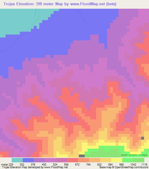 Trojas,Honduras Elevation Map
