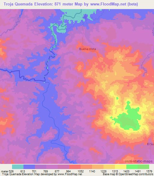 Troja Quemada,Honduras Elevation Map