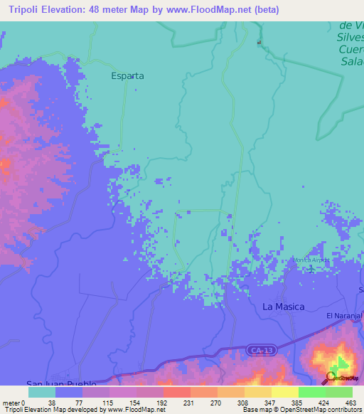 Tripoli,Honduras Elevation Map