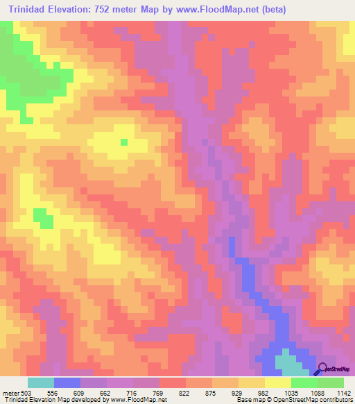 Trinidad,Honduras Elevation Map