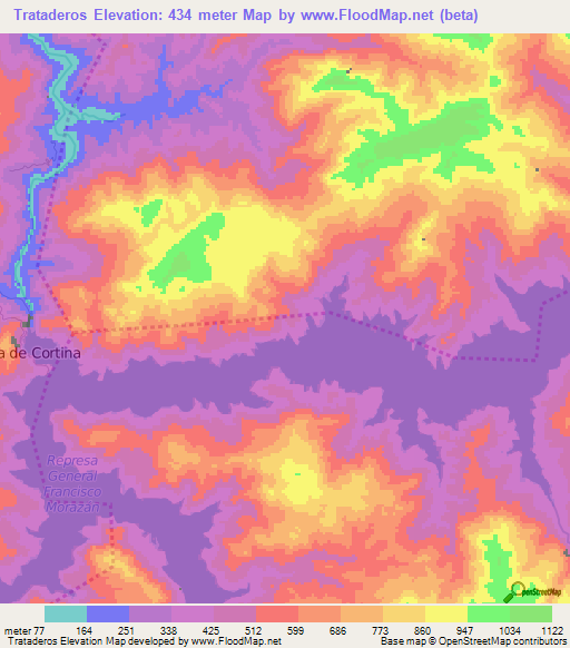 Trataderos,Honduras Elevation Map