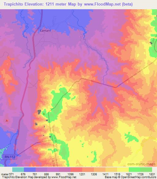 Trapichito,Honduras Elevation Map