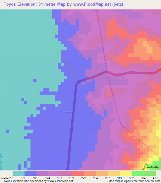 Toyos,Honduras Elevation Map