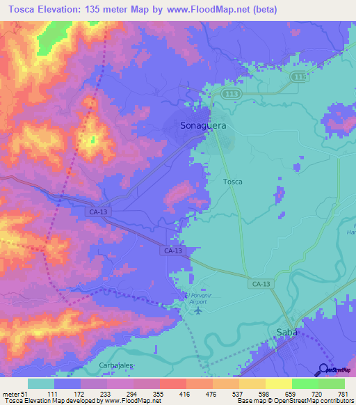 Tosca,Honduras Elevation Map