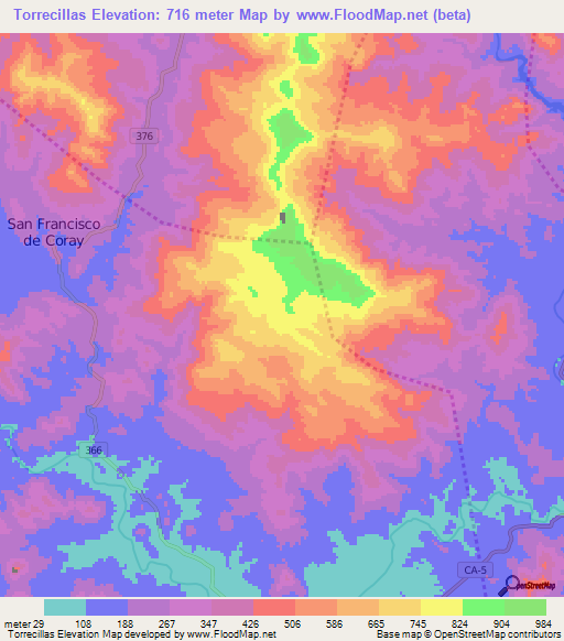 Torrecillas,Honduras Elevation Map