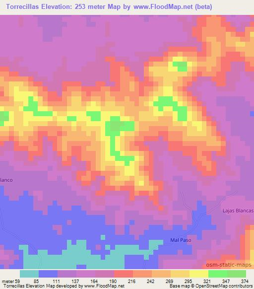 Torrecillas,Honduras Elevation Map