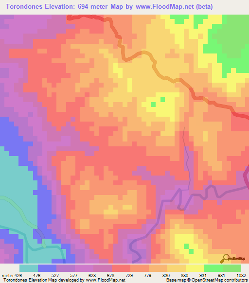 Torondones,Honduras Elevation Map