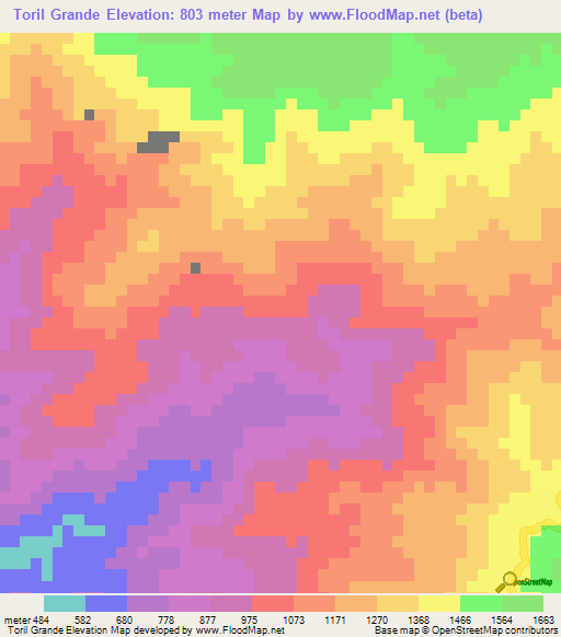Toril Grande,Honduras Elevation Map