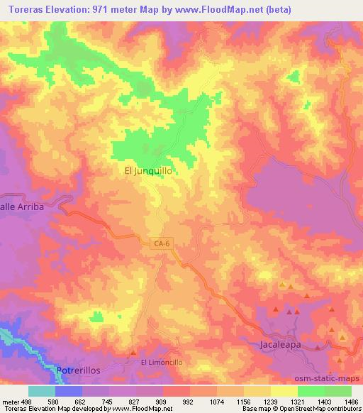 Toreras,Honduras Elevation Map