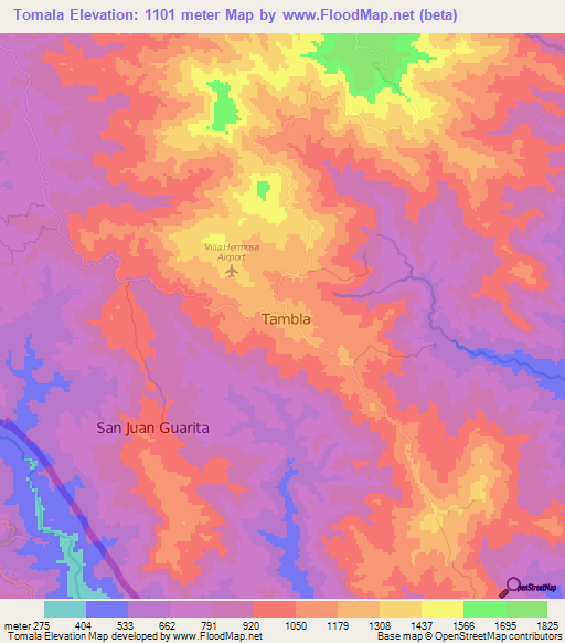 Tomala,Honduras Elevation Map