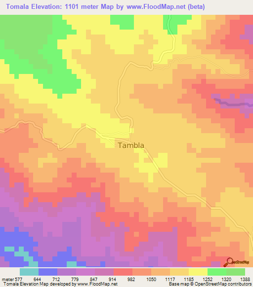 Tomala,Honduras Elevation Map