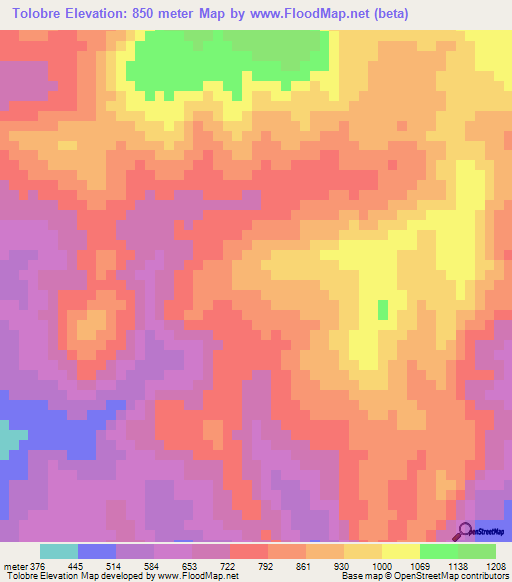 Tolobre,Honduras Elevation Map