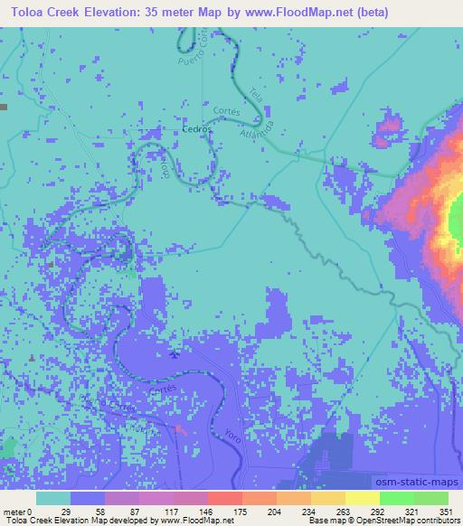 Toloa Creek,Honduras Elevation Map