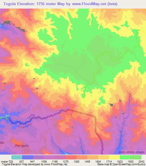 Togola,Honduras Elevation Map