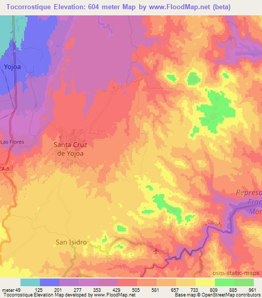 Tocorrostique,Honduras Elevation Map