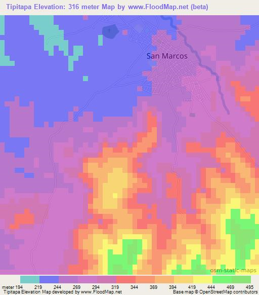 Tipitapa,Honduras Elevation Map