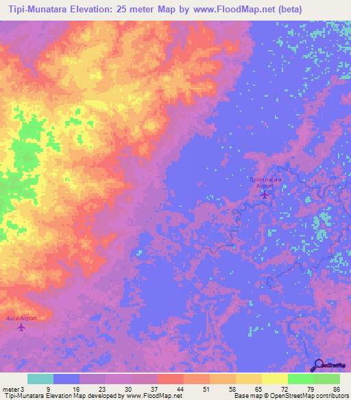 Tipi-Munatara,Honduras Elevation Map