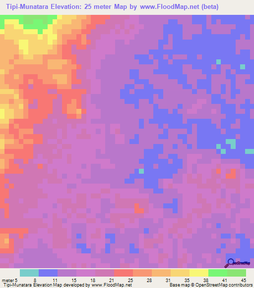 Tipi-Munatara,Honduras Elevation Map