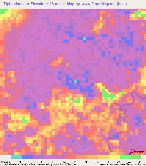 Tipi-Lalmatara,Honduras Elevation Map