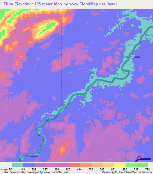 Tilba,Honduras Elevation Map