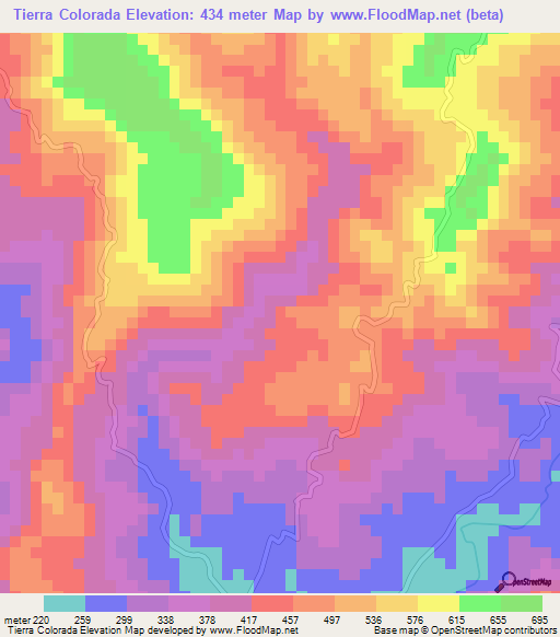 Tierra Colorada,Honduras Elevation Map